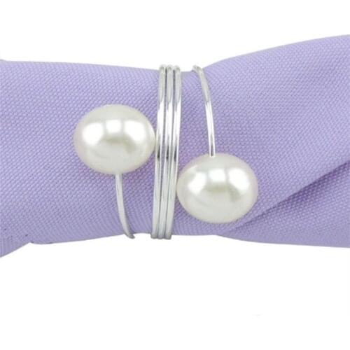 New Dinner Banquet Faux Pearl Napkin Ring Serviette Buckle Holder for Wedding Birthday Party Table Decoration