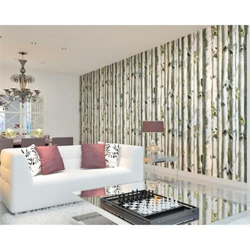 Beibehangpapel de parede background wall papers video wall thickening non woven bedroom simulation birch forest 3d wallpaper