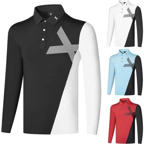 Autumn Golf Clothing Mens Sports and Leisure Outdoor Breathable Anti-Pilling Polyester Quick-Drying Long-Sleeved T-Shirt Polo