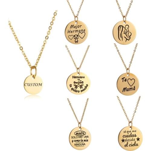 Personalized DIY Custom Letter Wafer Pendant Round Choker Engraved Cartoon Stick Figure Necklace For Women Jewelry Gift Berloque
