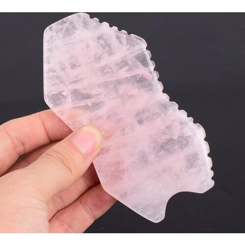 Rose Quartz Sawtooth Gua sha Tool Natural Stone Massage Skin Detox Facial Body Eyes Neck Head Massager Reduce Wrinkles Aging