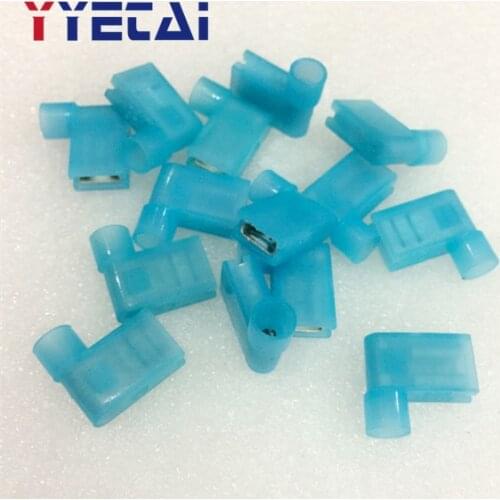 Full Insulated Flag, Flag Type 6.3 Reed, Nylon, Right Angle Terminal Block Connector Blue