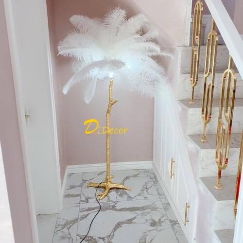 Luxury Ostrich Feather Floor Lamp Living Room Stand Lamp Bedroom Modern Indoor Lighting Decor Floor Lights Standing Lamp Fixture