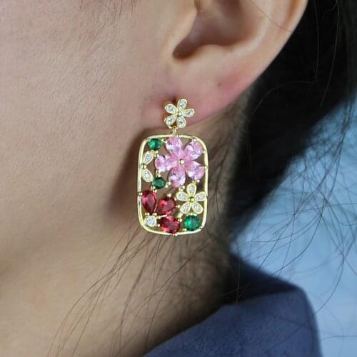 2021 SPRING NEW fashion jewelry Natural colorful flower earring Boho Bohemia dangle drop earrings