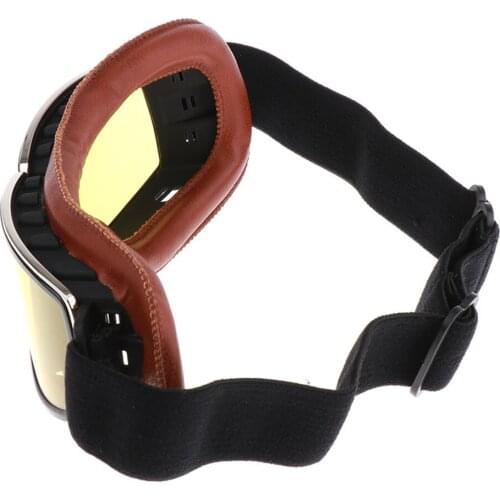 Vintage Yellow Lens Motorcycle Riding Goggle for Harley Helmet Riding