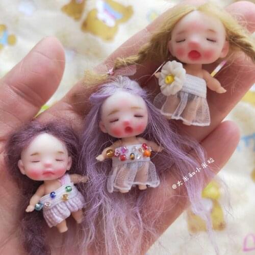 Top quality Thumb Doll-4 Closed eyes Girl OB11 Baby Mini Doll Custom Human 5 cm cute High-end Art cool Hobbie Toy Gift Model