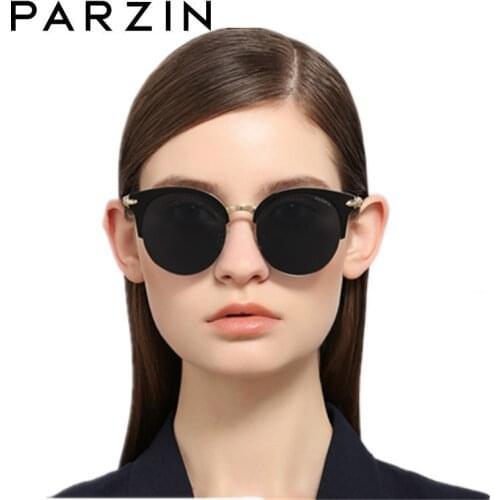 PARZIN Polarized Sunglasses Women Fashion Metal Half Frame Colorful Film Lady Sunglasses Driver Driving Glasses 9675