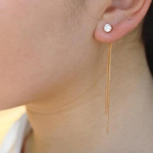 Fashion New Silver Color Rhinestone Crystal Long Tassel Earrings for Women Bridal Stud Earrings Brincos Wedding Jewelry