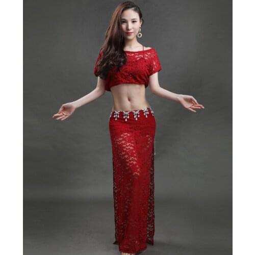 Women belly dance new suit female oriental dance training suit Sequin slide silk sexy skirt beginner group performance costumes