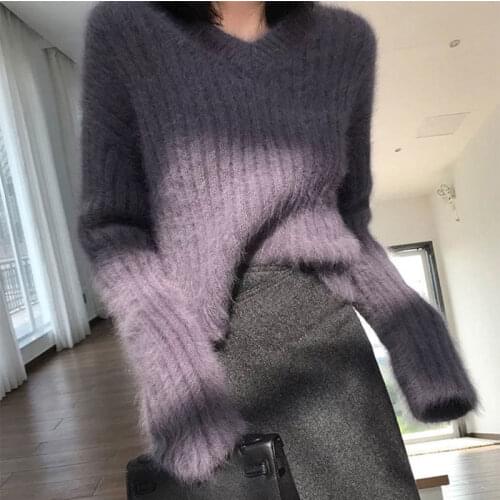 Ladies sweater autumn and winter 2020 pullover loose chic warmth thick long-sleeved waterproof mink soft knitted sweater women