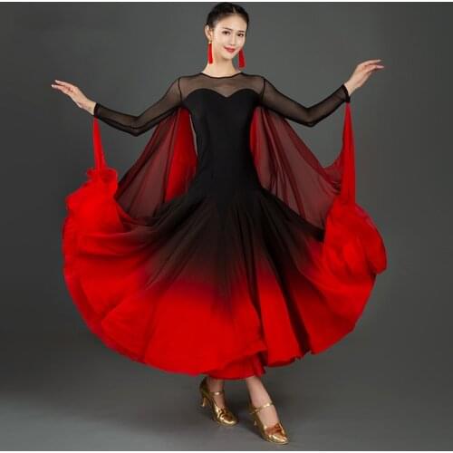 New Red Modern Dance Dress National Standard Dance Women Ballroom Dance Dresses Waltz Performance Costumes