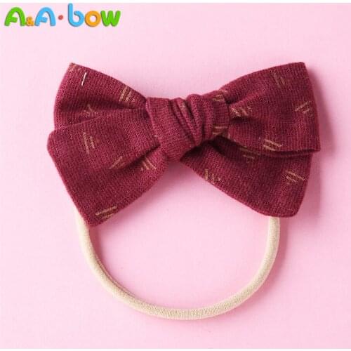 1PC New Handmade Fabric bow headbands Headwear Print Elastic Nylon Hair Band Soft Cue Princess Bow Baby Girls Hair Accessories