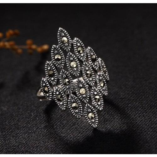 2018 Fashion Silver S925 Sterling Silver Antique Mosaic, St2018 Lady, High Grade, Jog, Open Diamond Silver Ring Wholesale