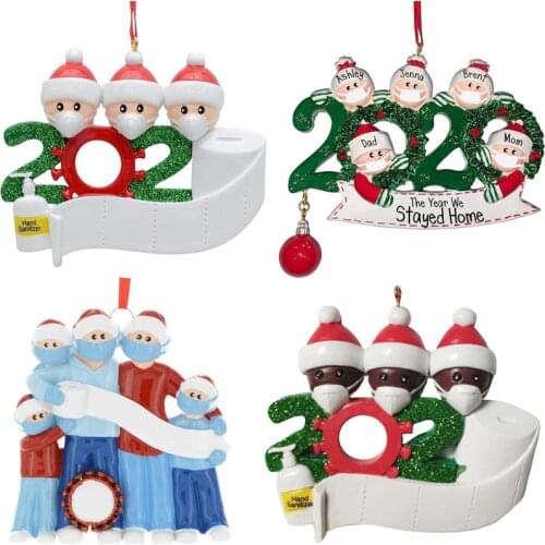 2020 Quarantine Christmas Decoration Personalized Hanging Ornament Party Distancing Santa Claus Decorating Set DIY Creative Gift