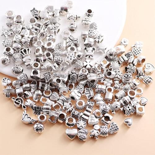 Mix 50pcs/lot Vintage Charms Macroporous Beads Suitable for Women DIY Bracelets Jewelry Making