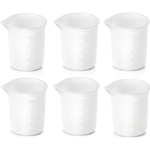 6Pcs Silicone Measuring Cups for Resin 100Ml, Diy Glue Tools Cup Making Handmade Craft Nonstick Silicone Mixing Cups