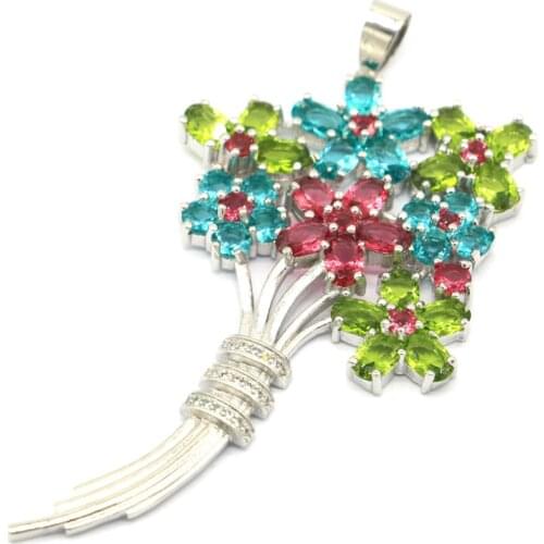 47x37mm Anniversary Big Size Tanzanite Women Dating 925 Sterling Silver Pendant