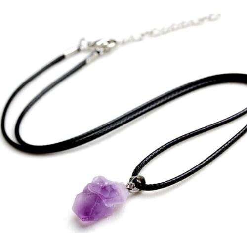 Aamethyst pendant Raw crystal stone Crystal Stone Pendant Necklace Creative Energy Stone Necklace Clavicle Necklace