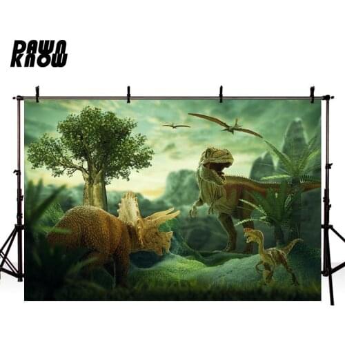 DAWNKNOW Vinyl Photography Background Cartoon Dinosaur Forest Photographic Backdrops Children Photocall Photo Studio lv2816