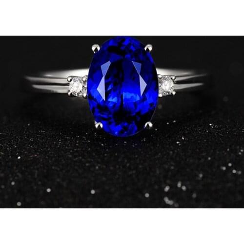 Cellacity classic Sapphire Silver 925 Ring with oval green/pink/blue gemstone adjust size luxury silver jewelry gift for woman