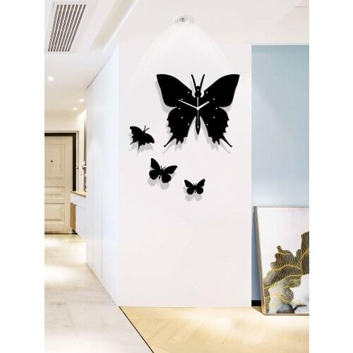 Creative Wall Clock Living Room Mute Pastoral Art Modern Contracted Clock Trend Butterfly Quartz Clock Wall Digital Clock