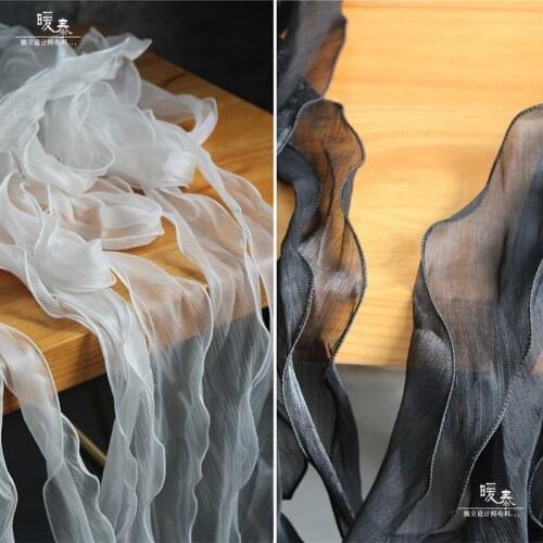 Sideline Wave Lace Trim Black White Organza DIY Ruffle Collar Cuff Decor Wedding Dress Hem Designer Accessories