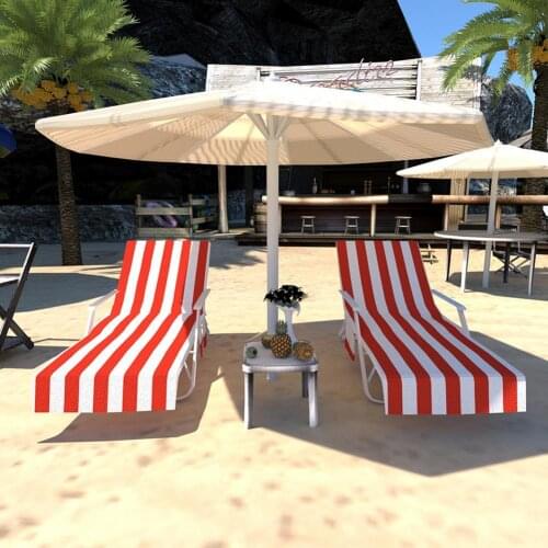 Summer Beach Sunbathing Stripe Animal Print Beach Sunbathing Lounge Chair Cover Towel Pockets Summer Beach Barbecue Party