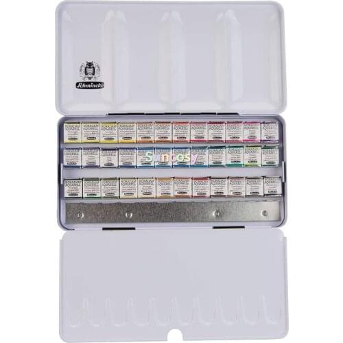 Schmincke Horadam Aquarell Half-Pan Paint Metal Set with 12 Open Spaces, Set of 36 Colors (74436097)