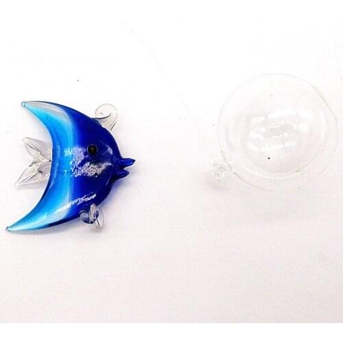 Mini Ocean world aquarium decorations pendant hand blown glass floating Bubble fish figurines Fish tank animals statue ornament