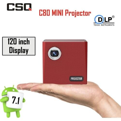 CSQ C80 DLP Mini Projector Android 7.1 HDMI Proyector HD Video Player Pocket Beamer Built Battery With Remote Controller Tripod
