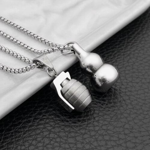 Fashion Titanium Steel Grenade Shaped Strong Pendant Gourd Perfume Bottle Men and Women All-match Trend Jewelry
