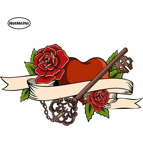 HotMeiNi 13cm x 7.5cm for Heart Entwined In Climbing Rose Tattoo Heart Vector DIY Motorcycle Stickers Waterproof Car Decal