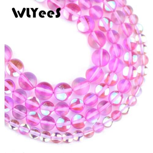 WLYee Natural Stone Rose Labradorite stone beads Synthetic Flash Stone Round Loose bead 6/8/10MM for Jewelry bracelet making DIY