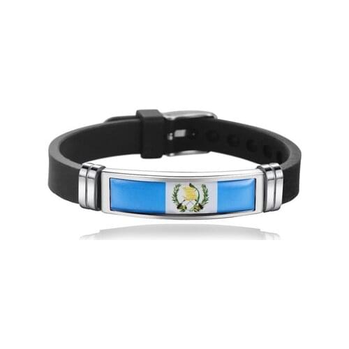 New Guatemala flag Bracelets Bangles Adjustable Silicone Titanium Steel Guatemala flag Sport Bracelets Jewellery Women Men