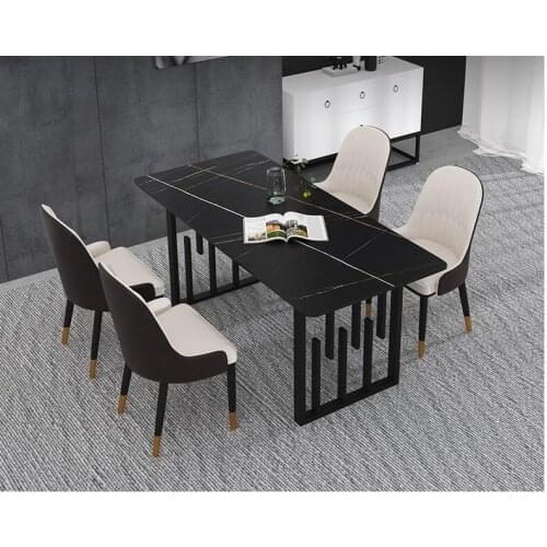 Scratch-resistant rock dining table and chair combination light luxury Nordic marble dining table