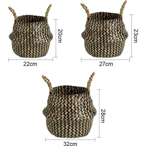 Environmental Protection Woven Handheld Toy Vintage Laundry Organizer Household Straw Handmade Handle Bag Nursery Foldable