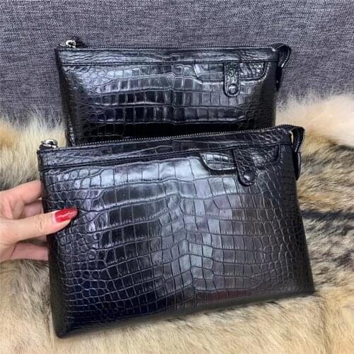 Authentic Crocodile Belly Skin Businessmen Wristlets Bag Man Phone Clutch Genuine Real Alligator Leather Male Large Card Purse