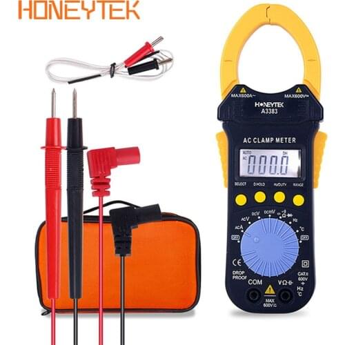 HONEYTEK Portable Digital Current Clamp Meter AC/DC Meter Transistor Tester Digital Multimeter With Thermocouple Measuring Clamp