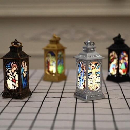 Christmas LED Church Jesus Pattern Simulated Small Oil Lamp