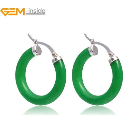 Gem-inside 30mm Hoop Earrings Beads Tibetan silver Ear Clip Faceted & Smooth Hoop Earrings jewelry For Women Girls Gift