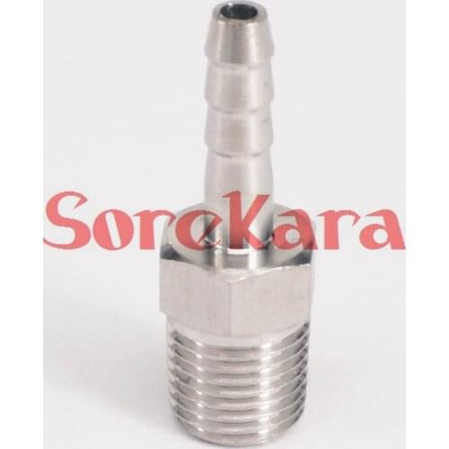 Hose Barb I/D 6mm x 1/4" BSPT Male Thread 304 Stainless steel coupler Splicer Connector fitting for Fuel Gas Water