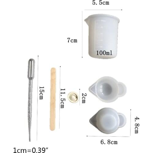 R58E Silicone Measuring Cups for Resin Resin Mixing Cups Epoxy Measuring Cups with Wooden Stirrers for Jewelry Casting Molds DIY