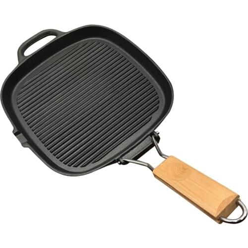 Grill Pan Foldable Handle 25cm Nonstick Frying Pan BBQ Griddle Cooking Pan