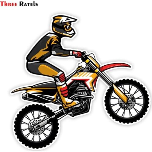 Three Ratels LCS029# 15x15cm Motocross Rider Doing Jumping Colorful Car Sticker Funny Car Stickers Styling Removable Decal