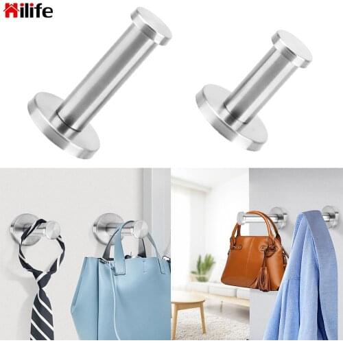 HILIFE Coat Hanger with Screws Bathroom Door Hanger Hook Stainless Steel Clothes Robe Hooks for Towels Bag Bathroom Hardware