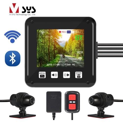 VSYS WiFi Bluetooth Action Camera Motorcycle DVR Dash Cam System Dual 1080P SONY IMX307 Starvis Night Vision Helmet Camera