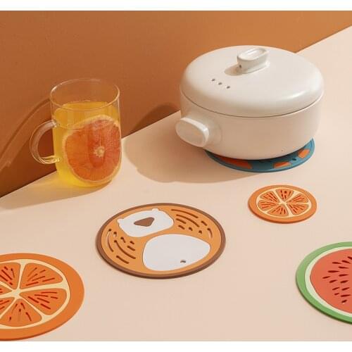 1pcs Round Heat Resistant Silicone Mat Drink Cup Coasters Non-slip Pot Holder Table Placemat Kitchen Accessories Onderzetters