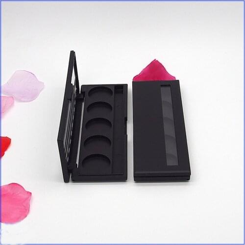 5 Grids Eye Shadow Compact Empty Rectangle Black Eyeshadow Palette with Transparent Cover Makeup Box Lipstick Container 10 pcs