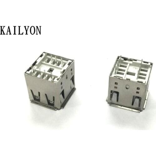 100pcs Double USB vertical mother seat interface, USB in line type mother seat 14.2, high vertical 180 degree USB interface, PBT