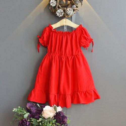 2020 girls flower dresses summer lovely dresses cotton paid dress puff sleeves dress girls dresses 7